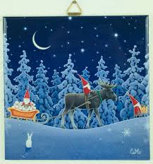 Scandinavian Christmas card by Eva Melhuish - Christmas Moose