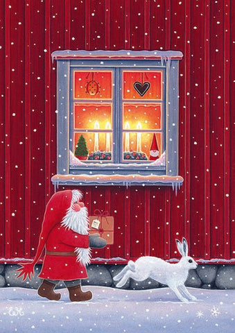 Scandinavian Christmas card by Eva Melhuish - Christmas Delivery