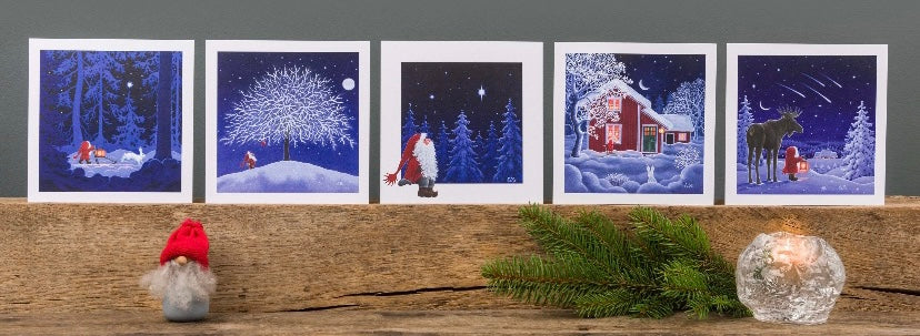 Scandinavian Christmas cards by Eva Melhuish - 5 pack with five designs
