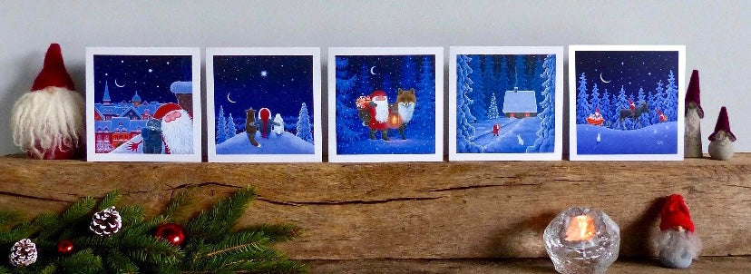Scandinavian Christmas cards by Eva Melhuish - 5 pack with five designs