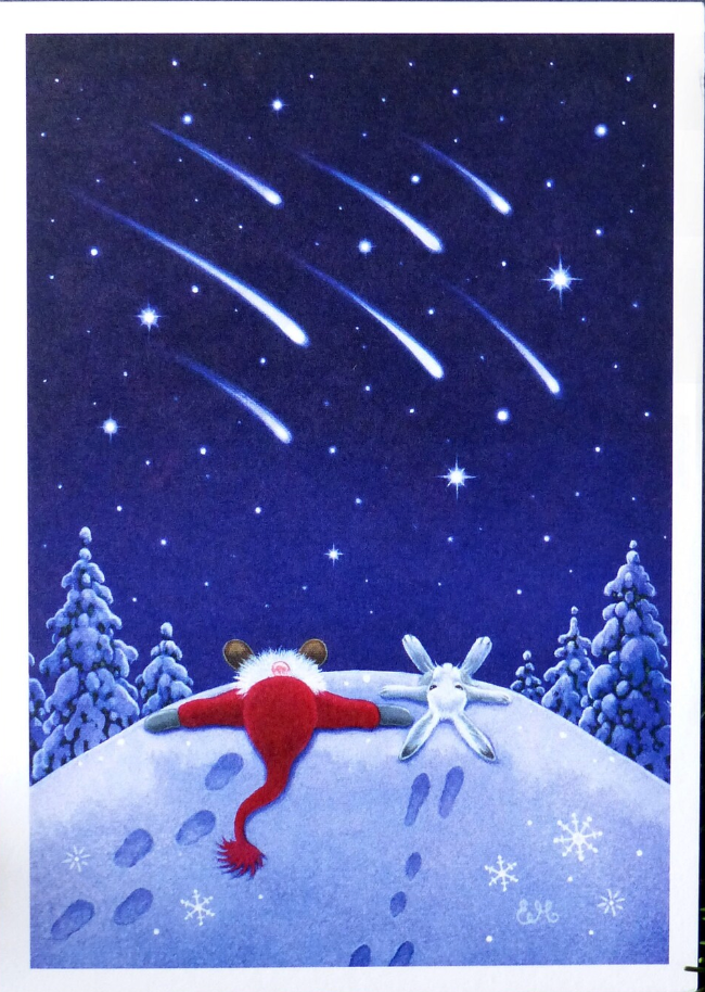 Scandinavian Christmas card by Eva Melhuish - Stargazing