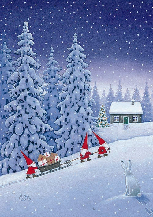 Scandinavian Christmas card by Eva Melhuish - Christmas Teamwork