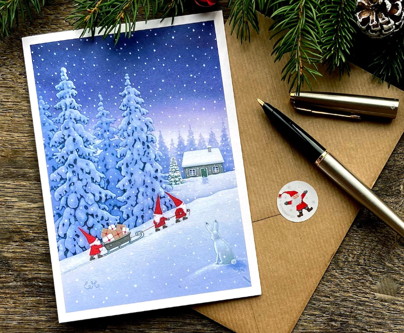 Scandinavian Christmas card by Eva Melhuish - Christmas Teamwork