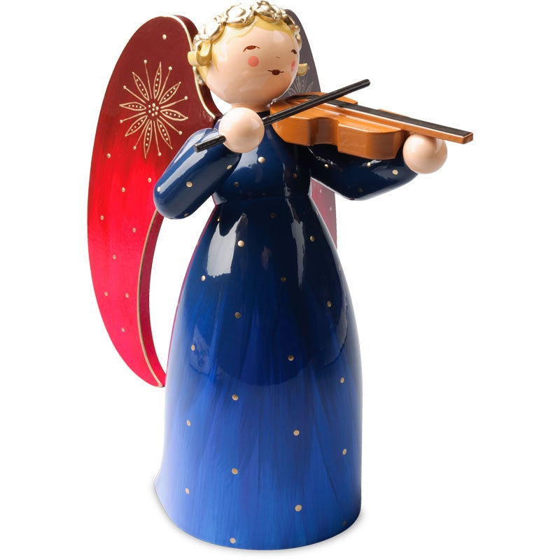 SALE - Large Richly Painted Angel with Violin / Blue