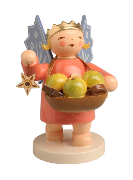 Angel Wearing Crown with Star and Basket of Fruit