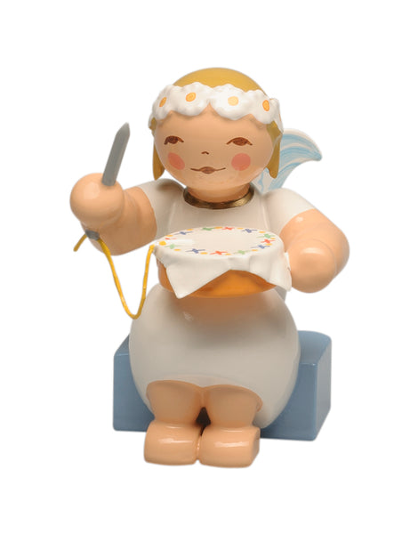 Marguerite Angel Sitting with Embroidery Hoop
