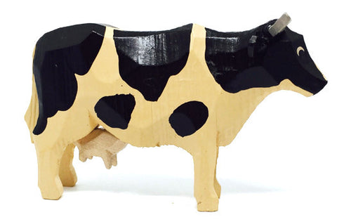Black and White Cow, hand-carved - 2-1/4" / Size Large