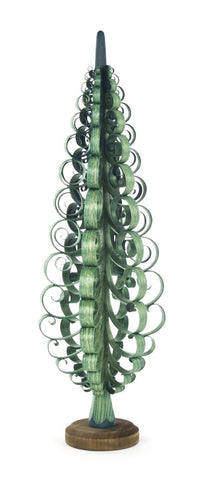 Hand-shaved and Carved Tree, Spanbaum - Green - 14"