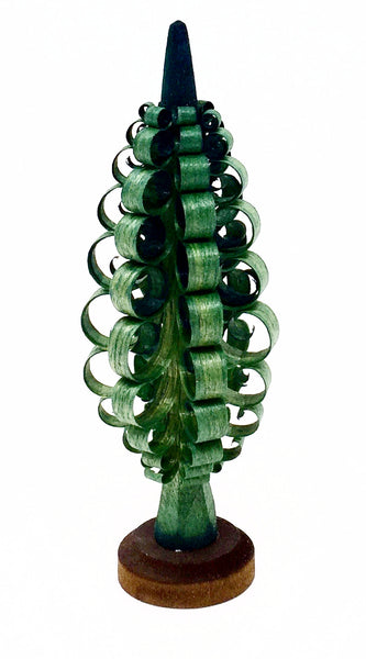 Hand-shaved and carved Tree, Spanbaum, Green - 4"