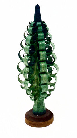Hand-shaved and carved Tree, Spanbaum, Green - 4"