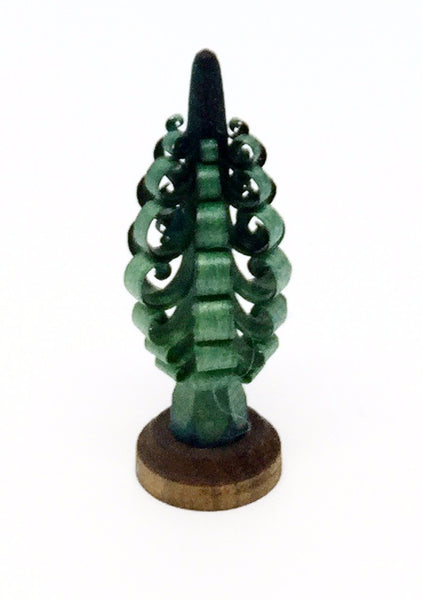 Hand-shaved and carved Tree, Spanbaum, Green - 2"