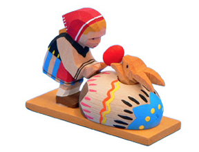 Girl with an Easter Egg and Bunny Rabbit