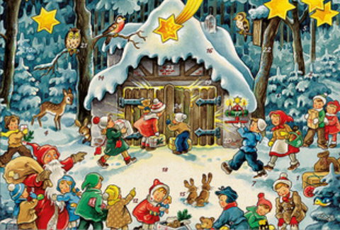 Santa with Children Advent Calendar / GREETING CARD