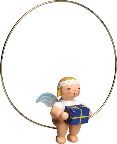 Angel with a Gift in a Ring Ornament