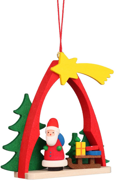 Santa with Gifts on Sled in an Arch