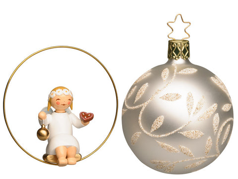 Angel in Ring with Gingerbread and Silver Glass Bell by Inge-Glas / PREORDER NOW FOR DELIVERY IN OCTOBER