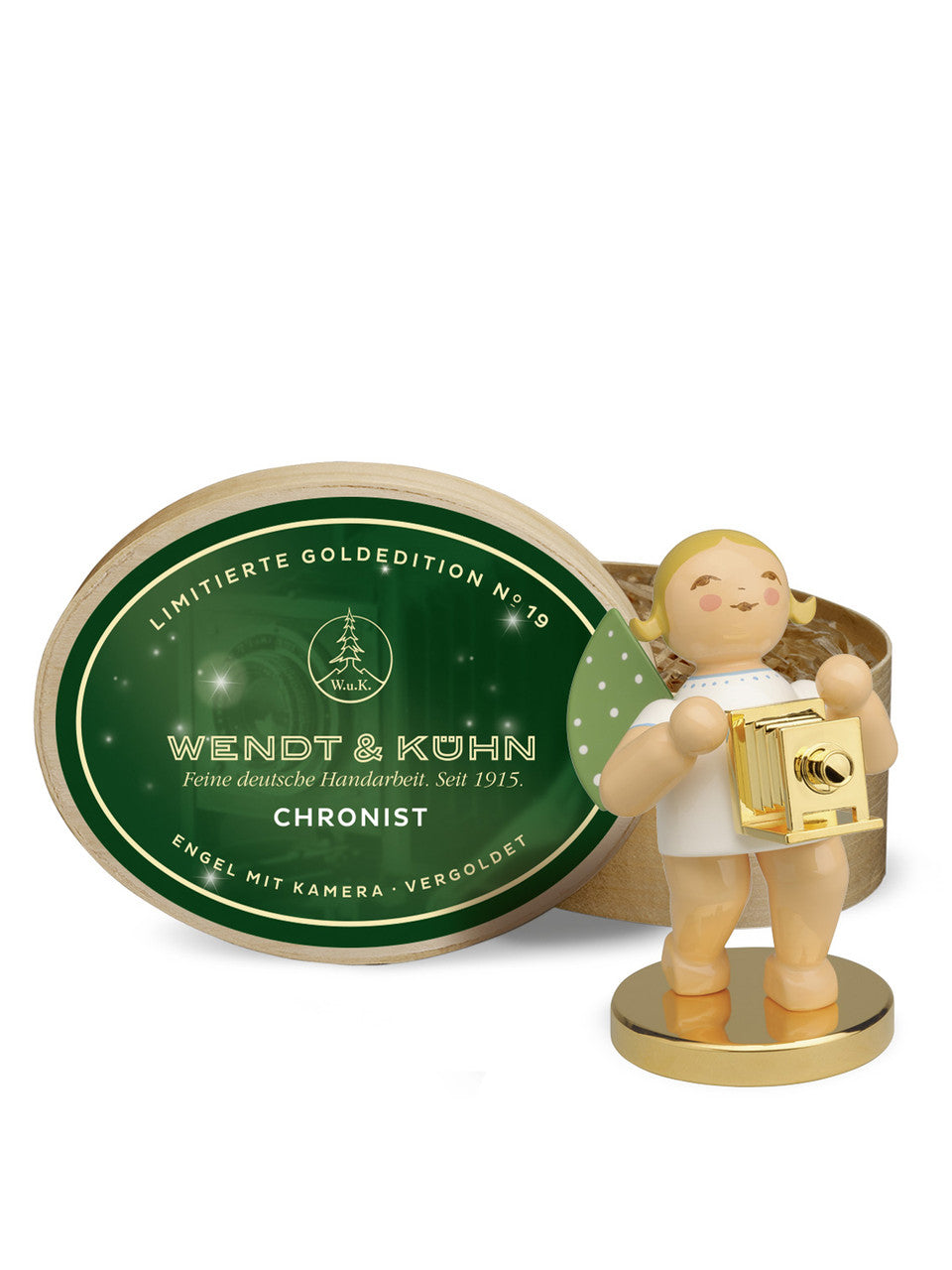 Grünhainichen Gold Edition Angel / The Chronicler with Camera with Chip-Board Box/ No. 19 / PREORDER NOW FOR LATE JULY DELIVERY