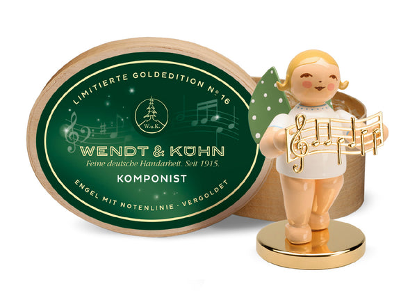 Limited Gold Edition No. 16 - Grunhainichen Angel / The Composer / on a Gold-Plated Base in Splinter Box
