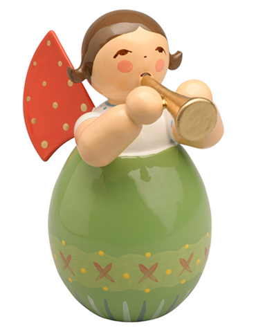 Angel with Small Trumpet in Green Egg, with Pattern / PREORDER NOW FOR EARLY MARCH DELIVERY