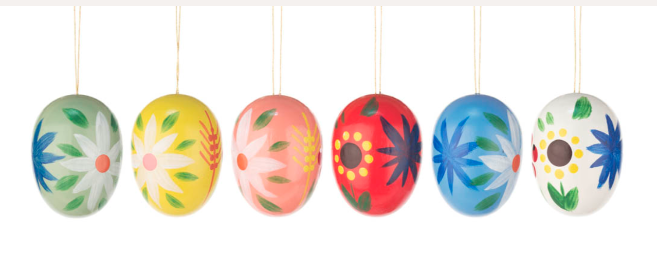 Easter Eggs for your Easter Tree / Set of 6 / Daisy Motif