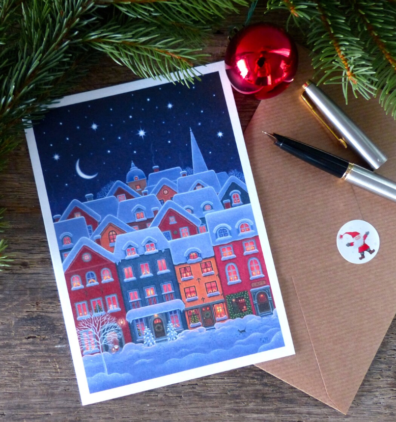 Scandinavian Christmas card by Eva Melhuish - Christmas Village