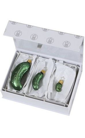 Legend of the Pickle / Three Ornaments - 1-1/4", 2-3/4", and 4-3/4" / In Presentation Box