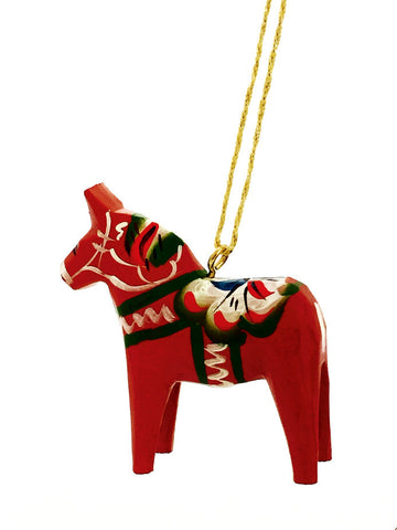 Red Dala Horse Christmas Ornament - 2"
