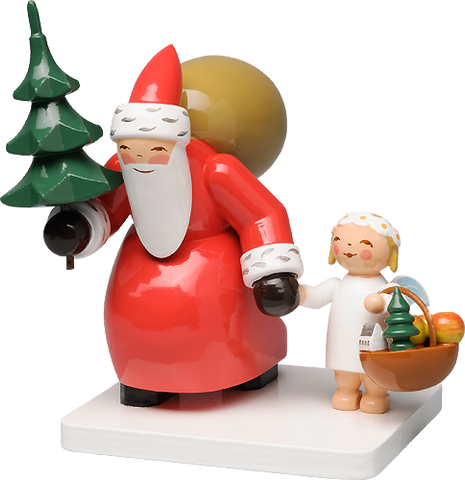 Santa Claus with Tree and Angel