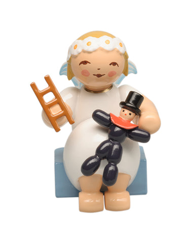 Marguerite Angel Sitting with Prune / Plum Doll and Ladder