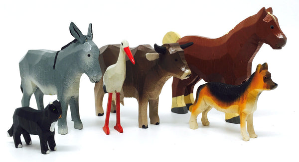 Farm Animals Set 2 (6 pieces) - 1-1/4" to 3"/ hand-carved / Size Large