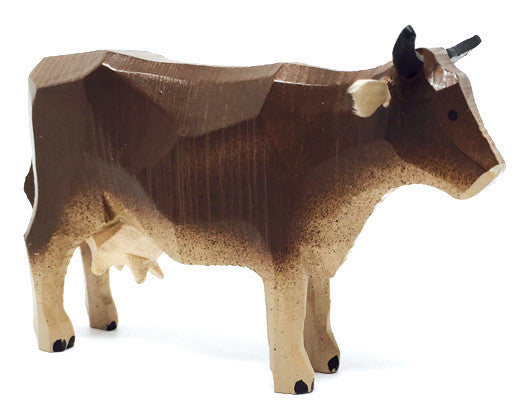 Brown Cow, hand-carved - 2-1/2" / Size Large