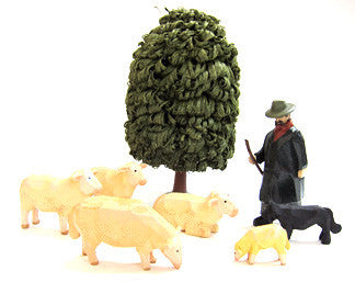 Set of Christian Werner Frisian Sheep/Shepherd/Tree (8 pieces)