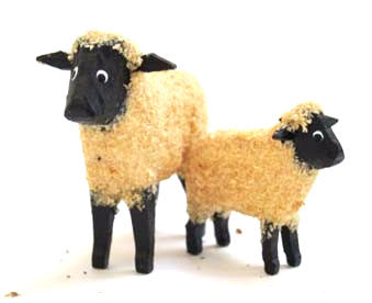 White with black face sheep and lamb, 1-5/8" and 1"