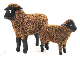 Brown with black face sheep and lamb:  1-5/8" and 1"