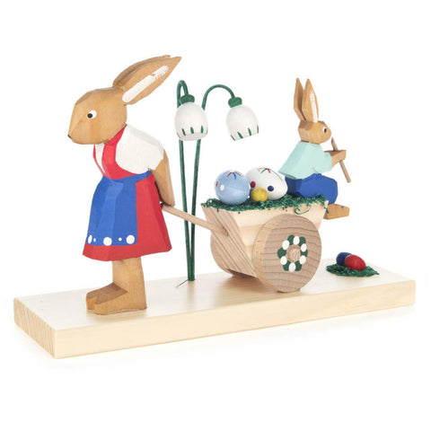 Mother Rabbit with Easter Cart / Hand-carved