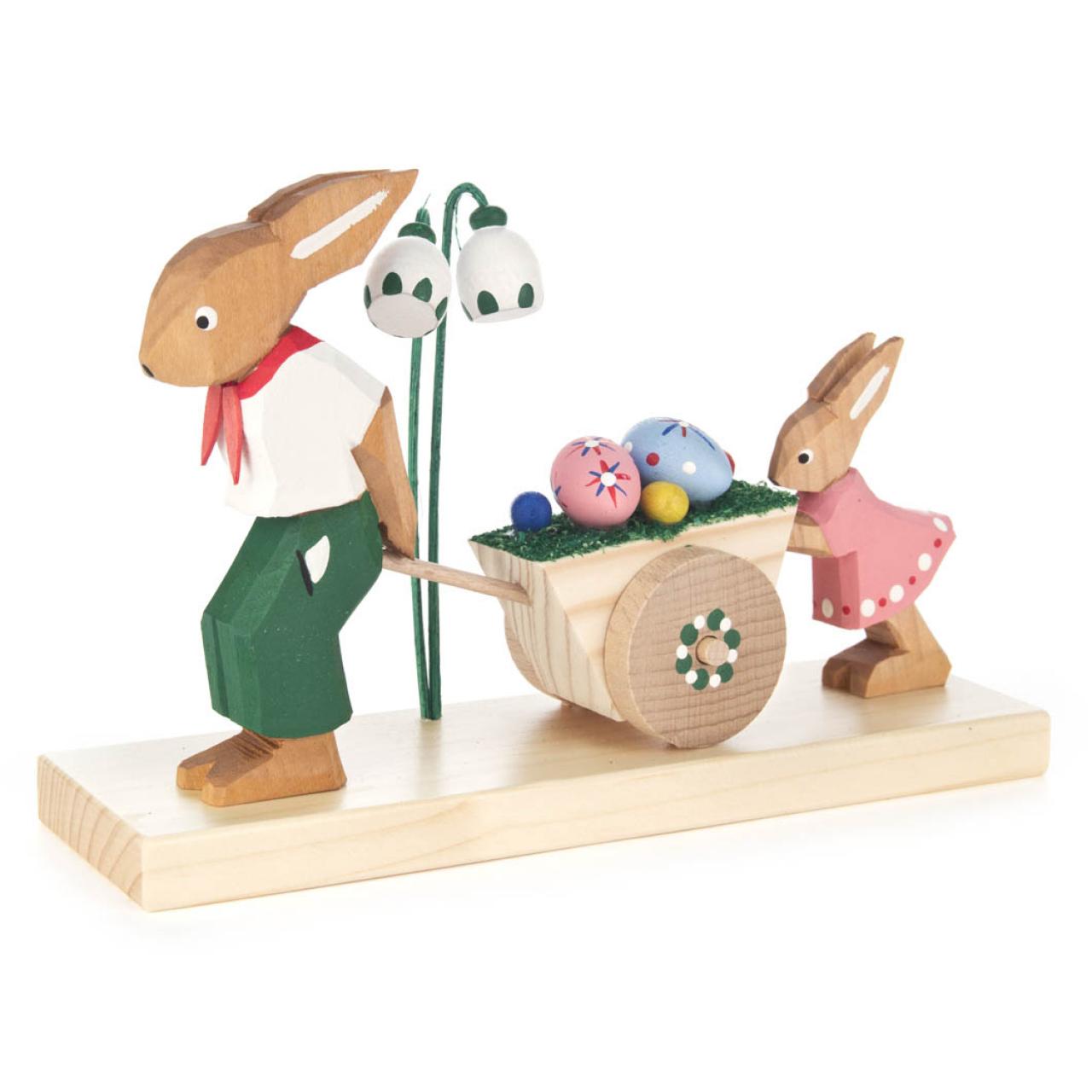 Father Rabbit with Easter Cart / Hand-carved