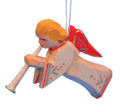 Trumpeting Angel with Red Wings Ornament