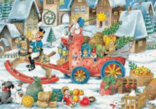Toy Soldier on Rocking Horse with Sleigh Advent Calendar / GREETING CARD