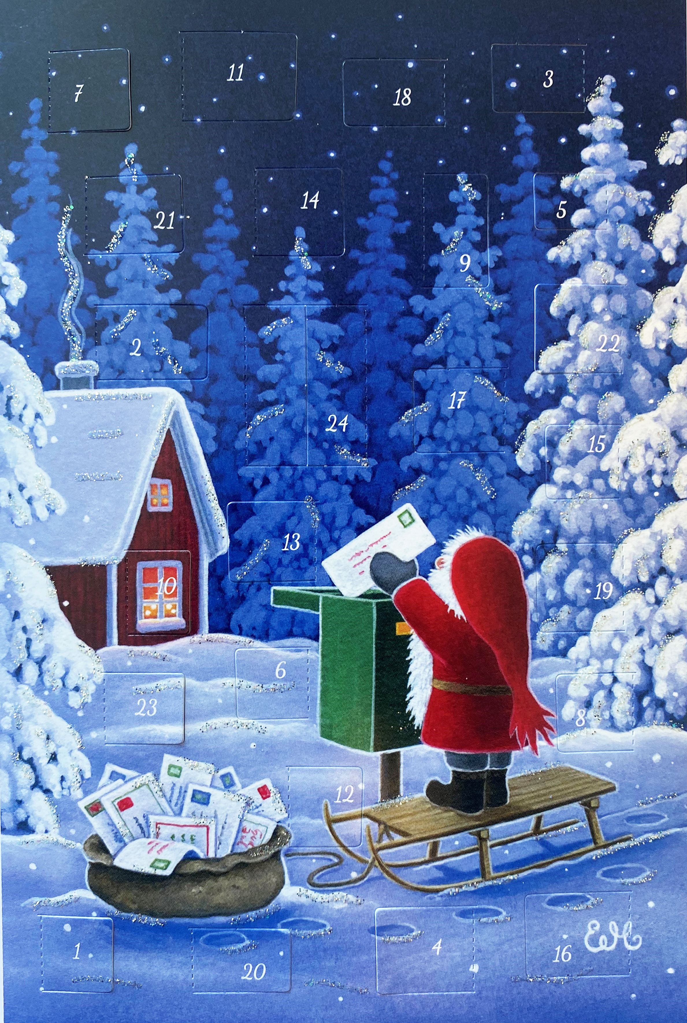 Tomte Delivering the Mail / Advent Calendar GREETING CARD by Eva Melhuish