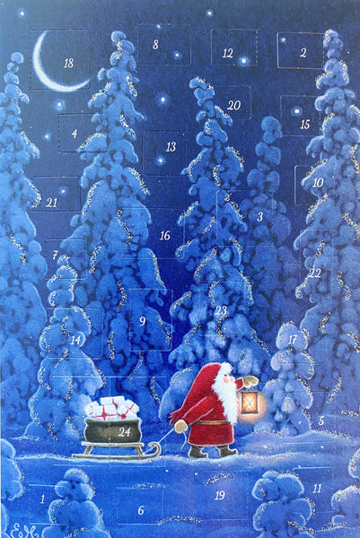 Tomte with Lantern Delivering the Mail / Advent Calendar GREETING CARD by Eva Melhuish