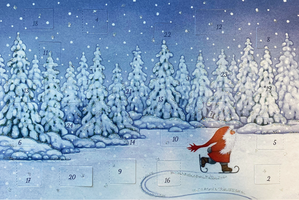 Tomte Skating / Advent Calendar GREETING CARD by Eva Melhuish