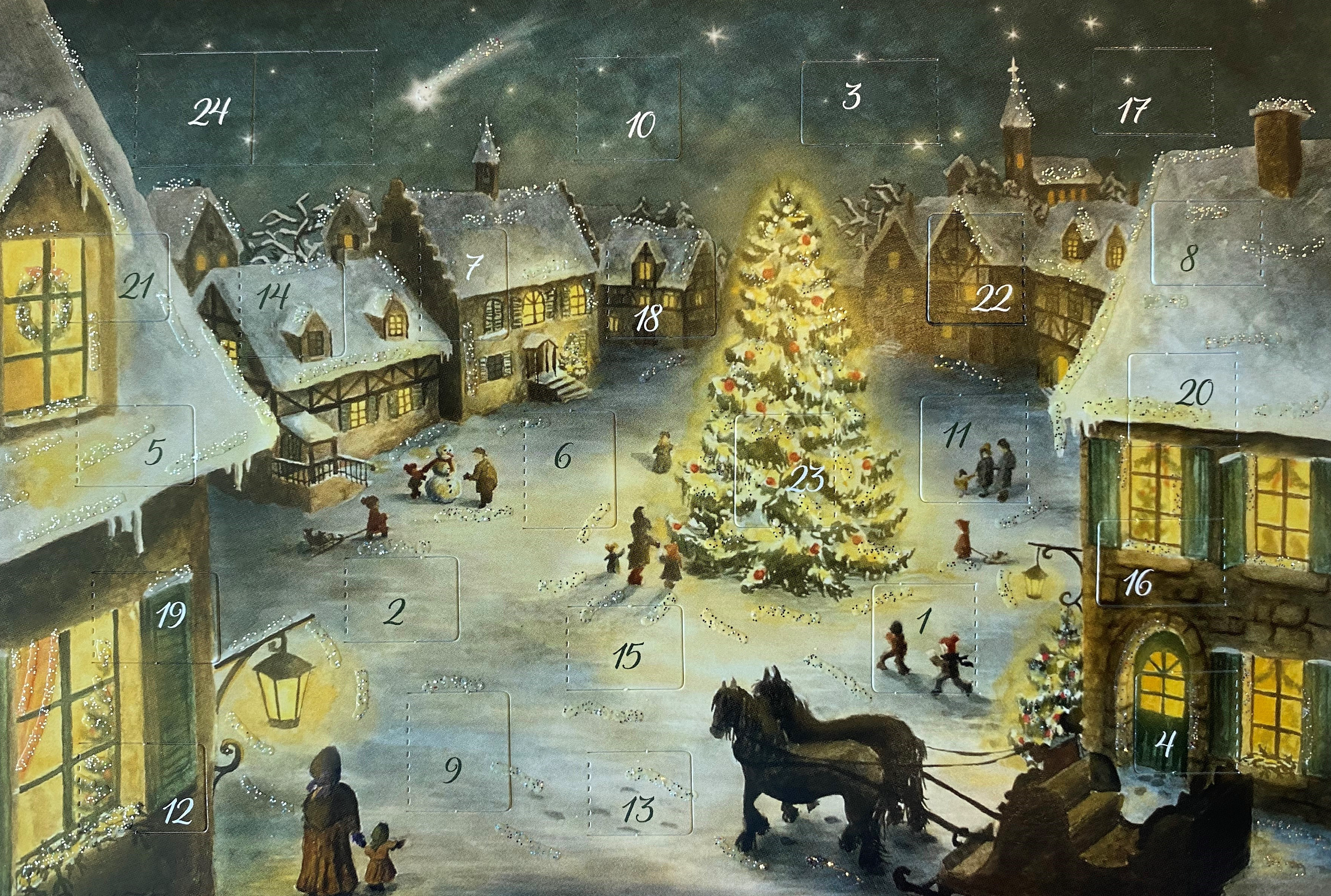 Village Christmas Tree Advent Calendar GREETING CARD