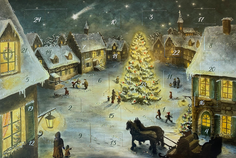 Village Christmas Tree Advent Calendar GREETING CARD