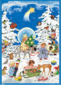 Angels with Children and Forest Animals - Advent Calendar