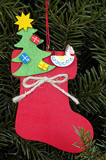 Christmas Stocking with Tree and Rocking Horse - 4-1/2"
