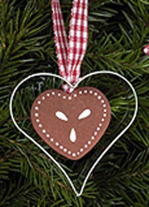 Gingerbread Wood Heart Ornaments