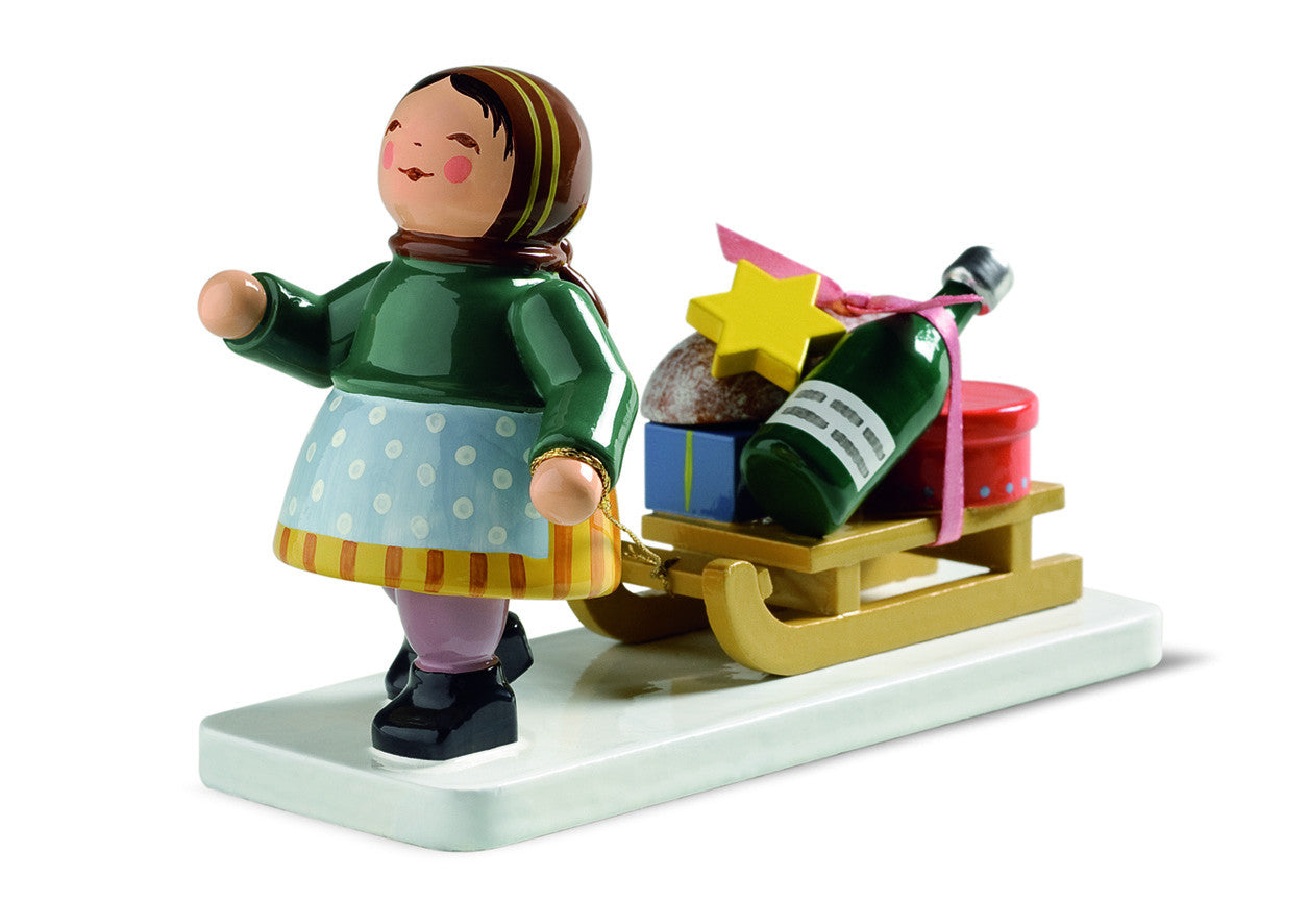 Winter Kinder - Girl with Sleigh