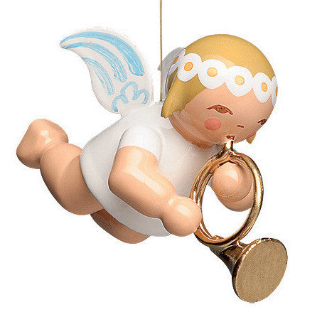 Small Flying / Suspended Marguerite Angel with French Horn - 1"