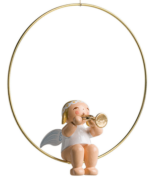 Angel with a Trumpet / Horn in a Ring Ornament