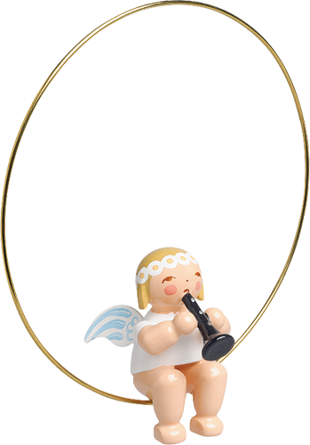 Angel with Clarinet in a Ring Ornament